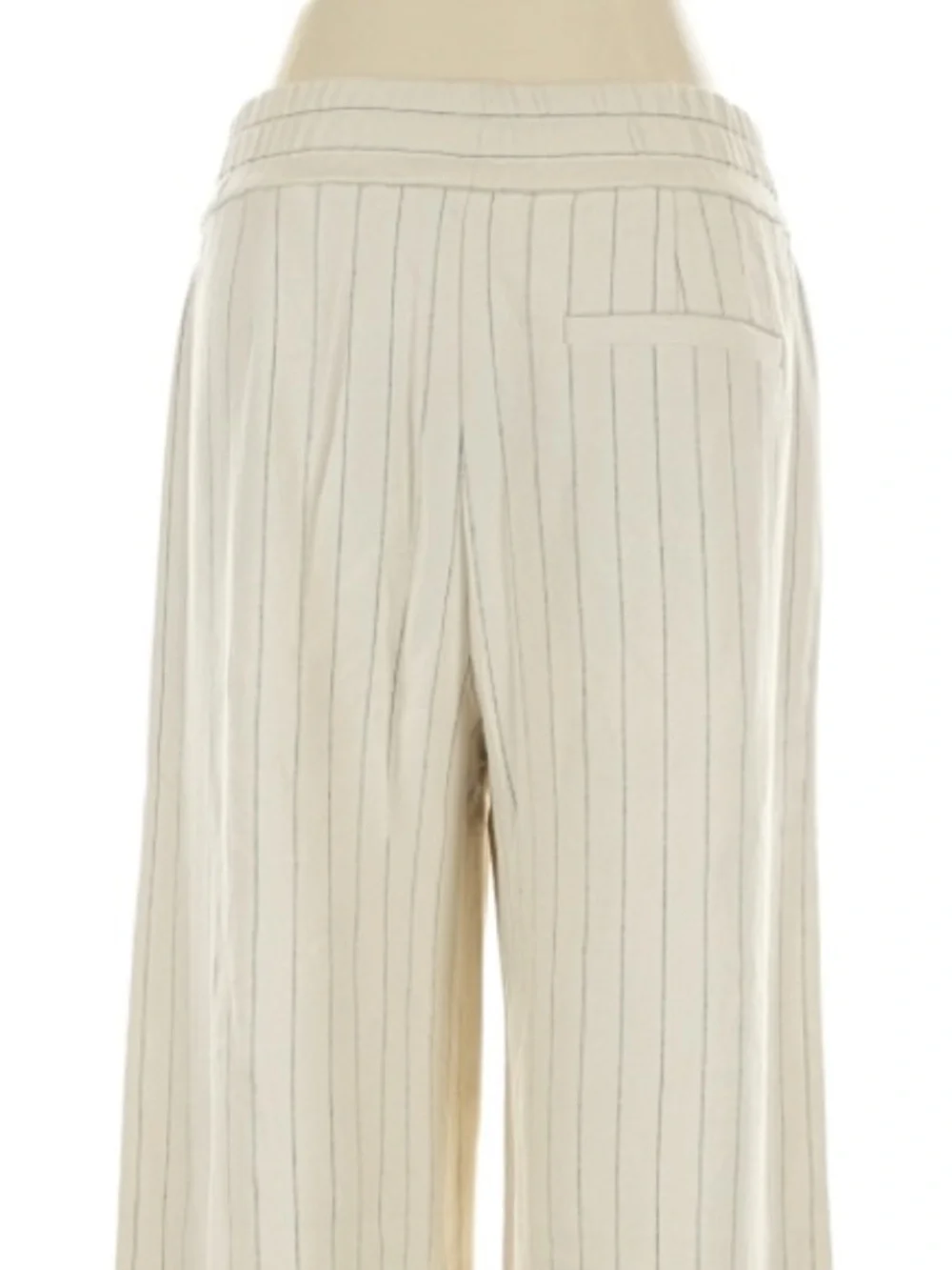 COS Wide Leg Striped Linen Blend Pants Cream Black Stripes Size Small
